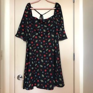 Cactus print wide neck dress